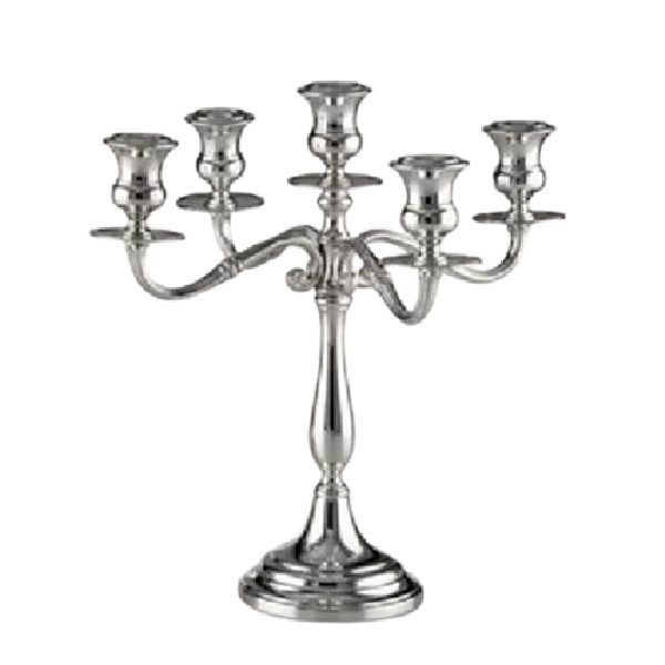 Candelabro a 5 fiamme stile inglese in argento 800
