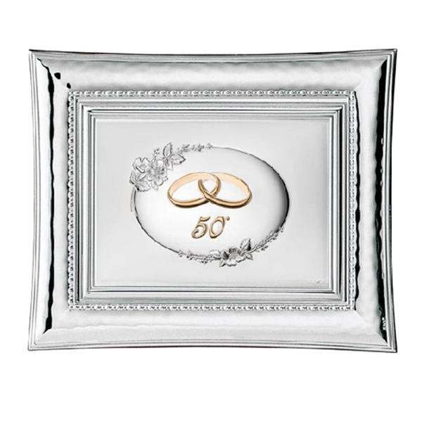 Cornice Valenti 555‑4L con targa 50° anniversario, retro in legno, formato 13×18 cm