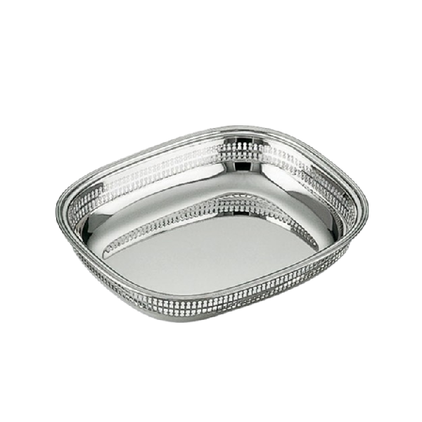 Cesto ovale per pane in argento 925‰ stile inglese 30×25 cm, Selezione Gioielli Romano.