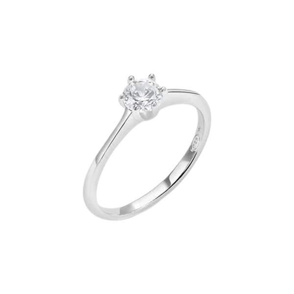 Anello solitario in argento 925 rodiato con cubic zirconia bianco Stroili 1660869