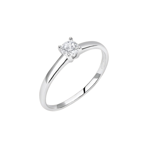 Anello solitario in argento 925 rodiato con cubic zirconia bianco Stroili 1662974