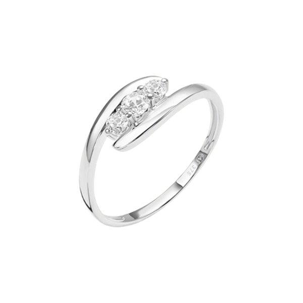 Anello trilogy Stroili in oro bianco 9KT con cubic zirconia taglio brillante, modello 1411090.