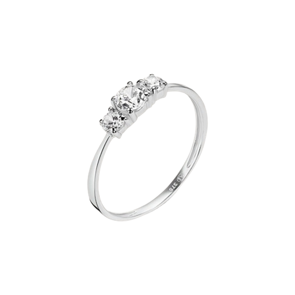 Anello trilogy Stroili in oro bianco 9KT con cubic zirconia bianchi taglio brillante, modello 1412202