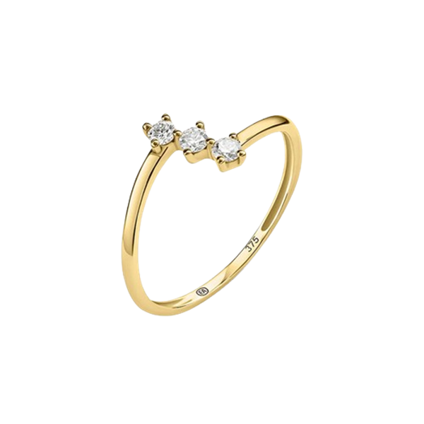 Anello trilogy Stroili in oro giallo 9KT con tre diamanti lab‑grown taglio brillante, modello 1433575