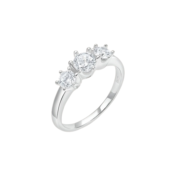 Anello trilogy Stroili in argento 925 rodiato con tre cubic zirconia bianchi taglio brillante, modello 1674718.