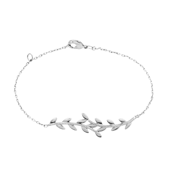 Bracciale Silver Collection in argento rodiato 925 con pendente foglia 18 cm