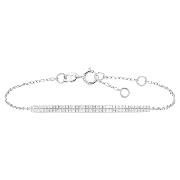 Bracciale Claire in oro bianco 9KT con 74 cubic zirconia bianchi pavé 14+2+2 cm