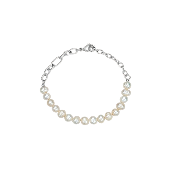 Bracciale in acciaio con perla d’acqua dolce bianca 7 mm Man Code Stroili 1691367