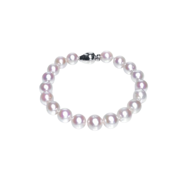 Bracciale con perle Edison bianche 9–11 mm e chiusura in argento 925 Genesia BRFWSFEB