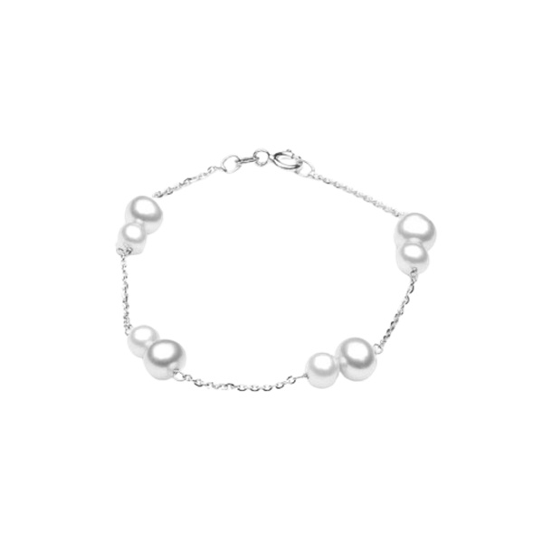 Bracciale in oro bianco con perle Fresh Water 4–6 mm Genesia BR613B