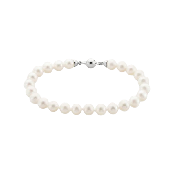 Bracciale in oro bianco 9KT con perla d’acqua dolce bianca 6 mm Stroili 1413488