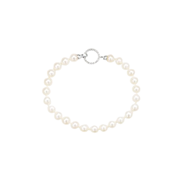 Bracciale in oro bianco 9KT con perla d’acqua dolce 6 mm e cubic zirconia Stroili 1413484