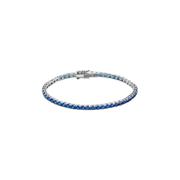 Bracciale tennis in argento rodiato 925 con cubic zirconia blu 3 mm Stroili 1682564
