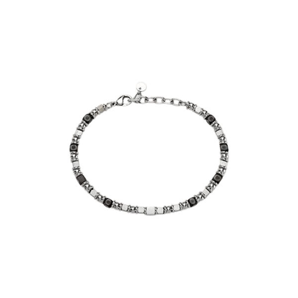 Bracciale Man Code in acciaio con pietre di ematite nere 18+3 cm Stroili 1669725
