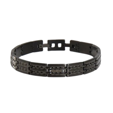 Bracciale uomo Bikkembergs in acciaio grigio ION PLATED con 2 diamanti naturali 0,01 ct