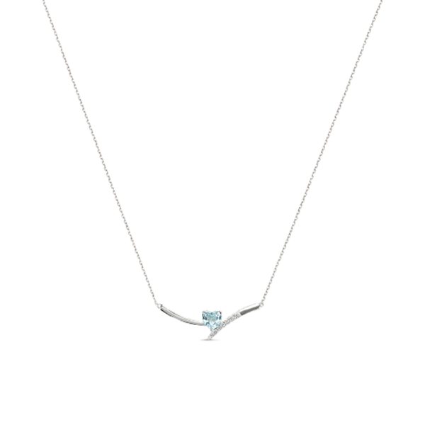 Collana in oro bianco 9KT con topazio sky blue a cuore e cubic zirconia Stroili 1426184