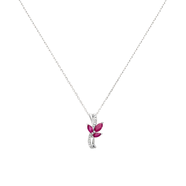 Collana in oro bianco 9KT con rubini marquise e diamanti Stroili 1400116
