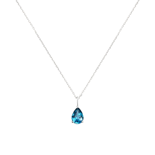Collana in oro bianco 9KT con topazio London Blue a goccia 5×7 mm Stroili 1413218