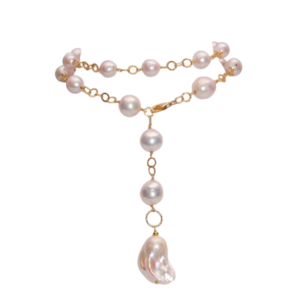 Girocollo Genesia in argento 925 con perle Edison 11–12 mm e pendente con perla barocca 14–16 mm, modello GC594G.