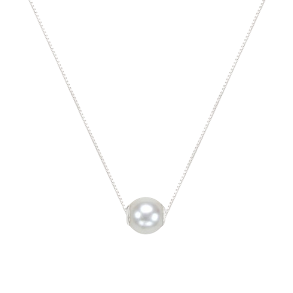 Girocollo Stroili in oro bianco 9KT con perla d’acqua dolce bianca da 6 mm e catena veneziana 40+2 cm, modello 1413411