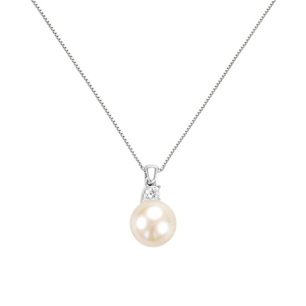 Collana in oro bianco 9KT con perla d’acqua dolce e cubic zirconia Stroili 1413469