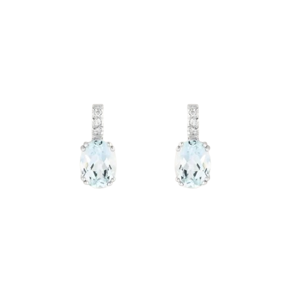 Orecchini in oro bianco 18 kt con acquamarine (2.04 ct) e diamanti (0.045 ct) – Stroili