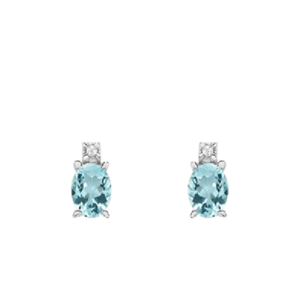 Orecchini in oro bianco 18 kt con acquamarina (0,80 ct) e diamante (0.02 ct) – Stroili