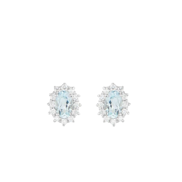 Orecchini in oro bianco 18 kt con acquamarina (0.8 ct) e diamanti (0.28 ct) – Stroili