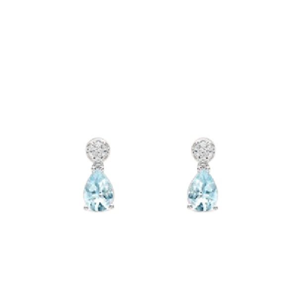 Orecchini in oro bianco 18 kt con acquamarina (1.00 ct) e diamanti (0.07 ct) – Stroili