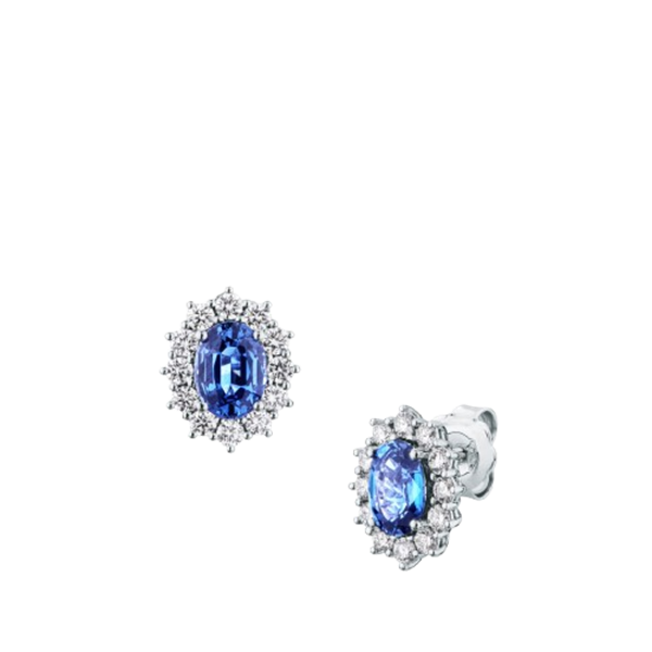 Orecchini in oro bianco 18 kt con zaffiri (1.87 ct) e diamanti (0.67 ct) – Mirco Visconti