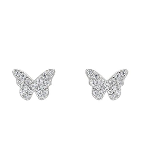 Orecchini a lobo in argento 925 rodiato a farfalla con cubic zirconia Stroili 1701574