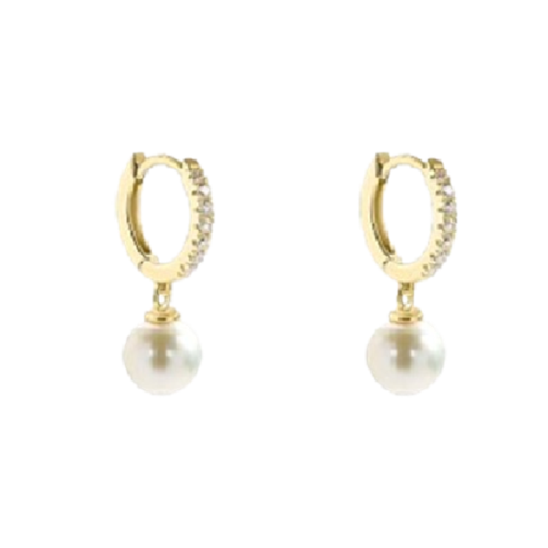 Orecchini a cerchio in oro giallo 9KT con perla d’acqua dolce e zirconia Stroili 1418861