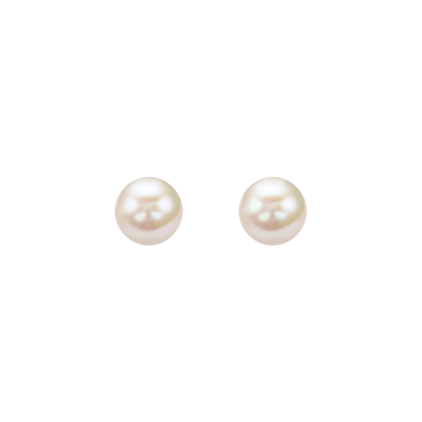 Orecchini a lobo in oro bianco 9KT con perla Akoya bianca rotonda da 5 mm, chiusura a farfallina.