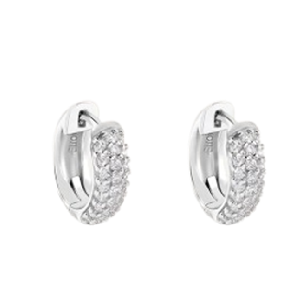 Orecchini a cerchio in argento 925 rodiato con cubic zirconia Stroili modello 1666881
