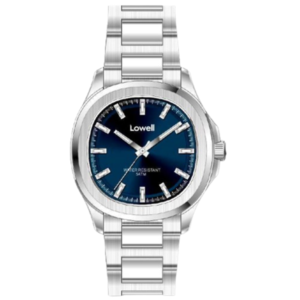 Orologio al quarzo Lowell, cinturino in acciaio e quadrante blu