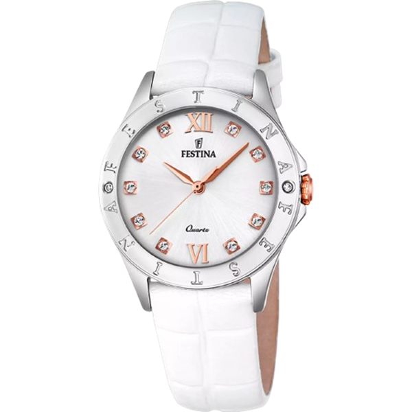 Orologio al quarzo Festina F16929/A da donna in acciaio con vetro minerale e cinturino in pelle.
